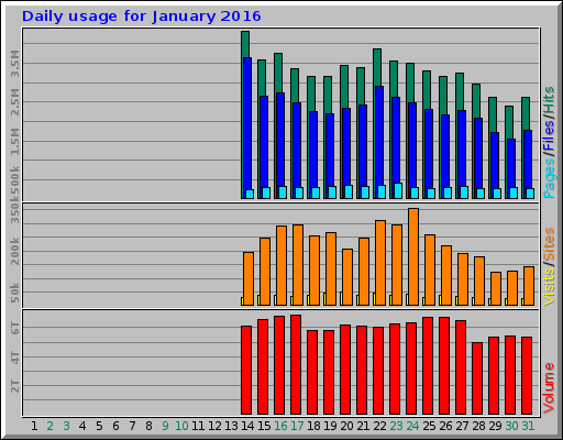 Daily usage for January 2016