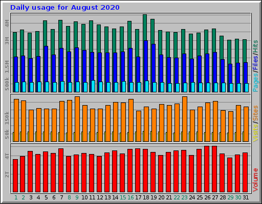 Daily usage for August 2020