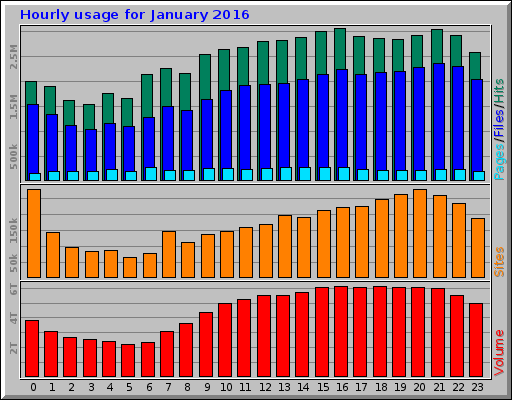 Hourly usage for January 2016