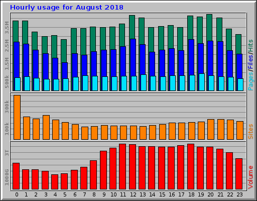 Hourly usage for August 2018