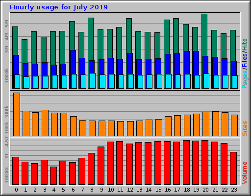 Hourly usage for July 2019