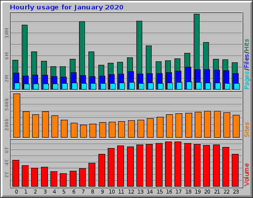 Hourly usage for January 2020