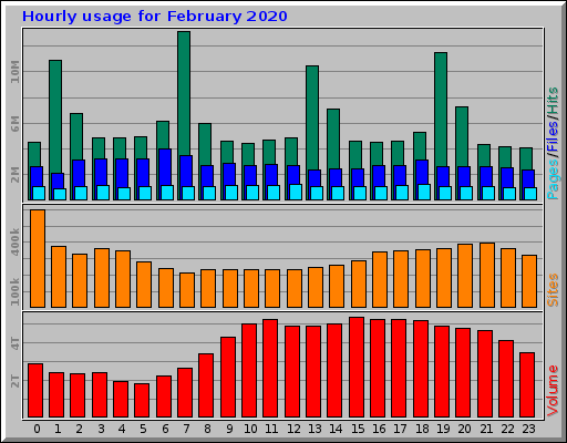 Hourly usage for February 2020